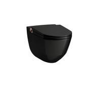 Riva wc lavant avec abattant céramique noir brillant, bouton rose gold brossé - LAUFEN H8206910240001