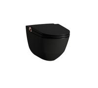 Riva wc lavant avec abattant céramique noir mat, bouton rose gold brossé - LAUFEN H8206917190001