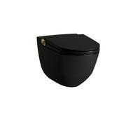 Riva wc lavant avec abattant, couleurs:céramique noir mat, bouton gold brossé - LAUFEN H8206917170001