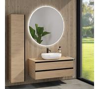 rivea Dia Meuble bas l: 120 cm, 2 tiroirs, vasque l: 60 cm blanc mat, avec miroir éclairé Kanya, BR0527WM+BR0034SO+BR0004SO+BR2029MI,