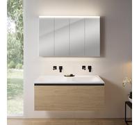 rivea Dia Meuble bas l: 121 cm, 1 tiroir, plan vasque double sans trou de robinetterie, blanc mat, avec armoire de toilette n50,, BR0039SO+BR0057WM+BN0510MI,