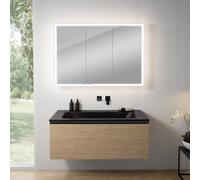 rivea Dia Meuble bas l: 121 cm, 1 tiroir, vasque noire mate sans trou de robinetterie, avec armoire de toilette n60,, BR0039SO+BR0056BM+BN0494MI,