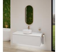 rivea Dia soleado Meuble bas l: 120 cm, 1 tiroir, vasque blanche, avec miroir éclairé Picabo,, BR0526WH+BR0108WM+BR2003MI,