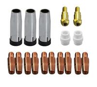 RIVERWELD Accessoires de soudure MIG MAG CO₂, électrodes contact M6 1,0mm 140.0242, buse gaz conique, support pointe et diffuseuse céramique pour torche 24KD MB24, 32 pièces