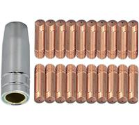 RIVERWELD Bouches de protection coniques pour torche de soudure MIG MAG 145.0075 en cuivre épaisseur de paroi 1,2 mm Électrodes Contact M6 140,0177 0,9mm pour Torche de soudure 15AK MB15 CO₂ 21 pièces