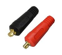 RIVERWELD Câble pour Torche de Soudage TIG eu de Fiche et Prise pour Connecteur de Soudage DKJ10-25 200A Connecteur Raccord Rapide style Dinse en de Couleur Rouge et Noire 2 pièces