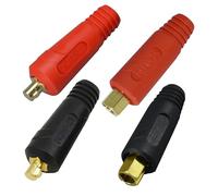 RIVERWELD Câble pour torche de soudage TIG eu de fiche et prise pour connecteur de soudage DKJ10-25 & EDKL10-25 200A Connecteur Raccord rapide style Dinse en de couleur rouge et noire 4 pièces