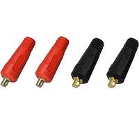 RIVERWELD Câble pour Torche de Soudage TIG Fiche de Connecteur de Soudage DKJ10-25 200A Connecteur Raccord Rapide style Dinse en de Couleur Rouge et Noire 4 pièces