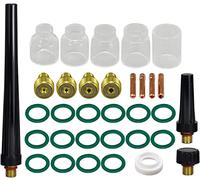 RIVERWELD Corps de Collet pour Diffuseur de Gaz TIG 13N 45V série Coupes en Verre Transparent Buse en Quartz #10 16.0mm, 5#, 6#, 7#, 8# 53N série pour SR WP 9 20 25 Torche de Soudage TIG 33pcs
