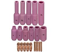 RIVERWELD Corps de Collet TIG 10N30 10N22,10N31 10N23, 10N32 10N24, 10N28 10N25 Buses en Alumine Coupes en Céramique 10N4 série pour QQ300 PTA DB SR WP 17 18 26 Torche de Soudage TIG 21pcs