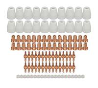 RIVERWELD Kit Consommables Allongés pour Torche Plasma PT-31 JG-40 LG40 Électrode 18205L Buse Allongée 18866L cran Protecteur 18204 pour Découpeurs Cut 50D, Cut 50 et Cut 40 100 pièces
