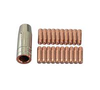 RIVERWELD Kit de 21 pointes de contact MIG 15AK M6 0,8 mm 140.0059 | Avec buse à gaz conique MAG 145.0075 et gaine en cuivre de 1,20 mm pour torche de soudage CO2 MB15