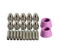 RIVERWELD Kit de consommables plasma SG-55/AG-60/WSD-60 Électrodes avec fil d'hafnium Buses 0,9mm 40A Capuchons céramiques en alumine Compatible CUT-60/LGK-60 Lot de 22 pièces