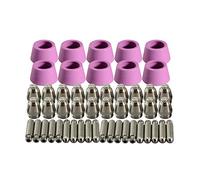 RIVERWELD Kit de consommables plasma SG-55/AG-60/WSD-60 Électrodes avec fil d'hafnium Buses 1,2mm 60A Capuchons céramiques en alumine Compatible CUT-60/LGK-60 Lot de 50 pièces