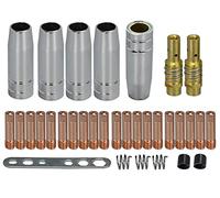 RIVERWELD MIG MAG Co2 Électrodes Contact M6 140,0059 0,8mm & 0,9mm M6 140,0177 Buse Conique Gaz 145.0075 Support Pointe de Soudure 002.0078 pour Torche de soudure 15AK MB15 CO₂ 33 pièces