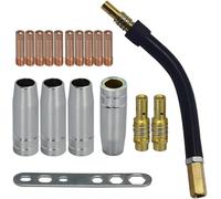 RIVERWELD MIG MAG Co2 Électrodes Contact M6 140,0253 1,0mm Buse Conique Gaz 145.0075 Support Pointe de Soudure 002.0078 Col de Torche 002.0009 pour Torche de soudure 15AK MB15 CO₂ 18 pièces