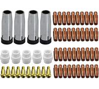 RIVERWELD MIG MAG Électrodes Contact M6 0,9mm 140.0169 Buse Conique Gaz 145.0080 Pointe de Soudure 142.0003 Buse Diffuseuse Gaz Céramique 012.0183 pour torche de soudure 24KD MB24 CO2 59pcs