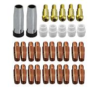 RIVERWELD MIG MAG Électrodes Contact M6 0,9mm 140.0169 Buse Conique Gaz 145.0080 Support Pointe de Soudure 142.0003 Diffuseuse Gaz Céramique 012.0183 pour torche de soudure 24KD MB24 32pcs