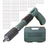 Rivet Gun Pistolet À Clous En Acier Avec Ronds 50/100/200 Pièces Defense Electrique Cloueur Riveter Pour Fixation Murale Au Plafond Avec Gants, Lunettes, Clés, Bouchons D'oreilles,100 Nails