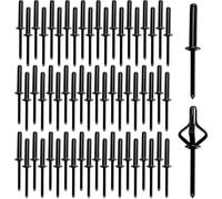 Rivet Noir 4.8x25mm 60pcs Pour Plaque Immatriculation Voiture Et Moto | Fixation robuste en aluminium, installation facile avec riveteuse, ideal pour reparations automobiles, finition discrete