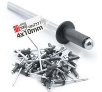 Rivet pop aluminium industriel 4 x 10 mm 100 pièces rivets aveugles fixation durable usage professionnel mandrin acier DIN7337 RAL 7016 Gris anthracite Lun Fix