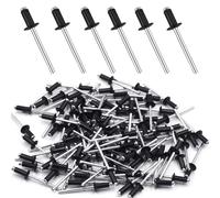 Rivet Pop Rivets Plaque Immatriculation Noir Aluminium pour Pince a Rivet 100 Pcs Rivets Aveugles Rivet 4.8 mm x 10 mm Rivet Inox Plein Alu Pop Tete Large pour Métal Bois Plastique (4.8 mm x 10 mm)