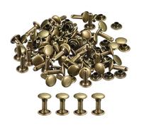 Rivet SOURCING MAP 100 Kits 8mm Double Capuchon Rivets 12mm Hauteur Métal Clous pour Cuir Artisanat Réparation DIY Bronzé