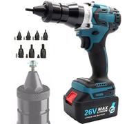 Riveteuse électrique sans fil pour écrous à riveter M3 à M12 | Changement rapide, Mémorisation de la course, retour automatique et éclairage LED pour zones peu éclairées(1Battery,2.2Ah)