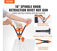 Riveteuse Manuelle pour Écrou à Sertir 41 cm Pince à Insert Fileté avec 13 Mandrins 186 Écrous de 13 Tailles Outil à Riveter Bouton…