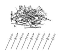Rivets Aveugles en Aluminium avec Large Tête 4mm x 12mm, Paquet de 50 Rivets Pop Solides et Résistants, Idéal pour Riveteuse, Bâtiments, Nautisme et Automobile