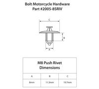 Rivets Bolt Rivets plastique M8 XL 10 pièces