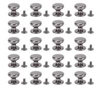 Rivets et Vis, 20 Sets Rivets à Bouton Tête Ronde 15mm et Vis en Fer à Fente Cruciforme 6mm en Alliage de Zinc pour Poignées de Tiroir, Sacs à Main, Chaussures et Artisanat du Cuir (Grise)