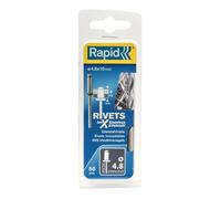 RAPID - Rivets Pop en Acier Inoxydable Ø4.0 x 8 mm, Rivets Aveugles pour Plaques d'Immatriculation / Garde-Boue / Revêtements Métalliques / Tôle - Foret Inclus - 50 Pièces, Emballage Boîte (5000396)