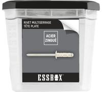 Rivets standards ESSBOX SCELL-IT Alu/Acier - Tête plate - Ø4 mm x 12 mm - Boite de 500 - EX-9445124012