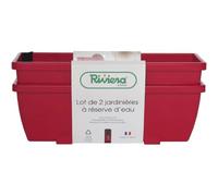 Riviera RIVIERA EVA - Lot de 2 Jardinières en Résine Polypropylène - 57 x 19.5 x 19.5 cm - Résistantes au Gel - Contenance 9 L Terre - Rouge