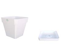 Riviera Pot et Soucoupe SOLEILLA Carré 40cm Blanc