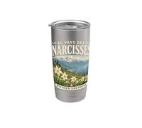 Riviera Vaudoise Wild Narcisse Suisse Alpes Art Gobelet isotherme en acier inoxydable double paroi