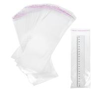 RIVIEVAL Lot de 100 sachets en cellophane Transparents Auto-adhésifs de 8 x 24 cm de Long, 50 µm, Fermeture adhésive, pour Bonbons, Porte-clés, Montre, épingle à Cheveux, Collier