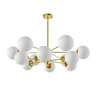 RIVINE 12-/16 lumières Lustre Moderne Spoutnik Suspension Luminaire E27 Lampe Suspendue En Métal Intérieur Branche Plafonnier Luminaire pour Salle À Manger Chambre(12 lights, Gold)