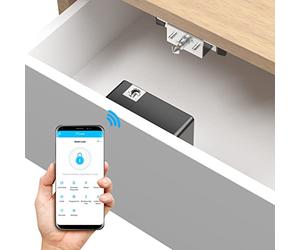 RIXIANG TTlock Verrou de tiroir Bluetooth fonctionne avec Google Home et Alexa, serrures intelligentes RFID magnétiques cachées, pour compartiment de rangement secret, meubles, armoire en bois NFC