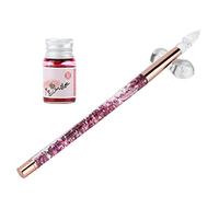 RIZGHWOY Ensemble de Stylos à Tremper en Verre avec Encre et Porte-Stylo, Stylo de Calligraphie à écriture Lisse pour le Dessin et L'écriture de Bricolage, Design Compact Portable (pointe de verre