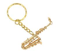 RIZGHWOY Porte-clés Saxophone Miniature, Joli Porte-clés en Laiton pour Voyage, Bureau, Shopping, pour les Amateurs de Musique, doré
