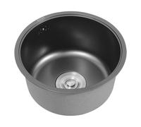RjcdOPL Evier de Cuisine Rond en Acier Inoxydable 304, Evier à Encastrer avec Couvercle, Crépine et Raccord de Vidange (Diamètre 36cm)