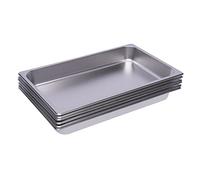 RjcdOPL Lot de 6 Bac Alimentaire GN 1/1 en Inox, 53 × 33 × 6 cm, 0,7 mm, Plat à Four, Récipient Gastronorme Empilable pour Buffet, Restaurant, Cantine