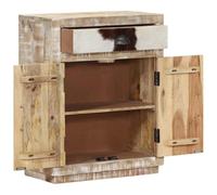 RJPLMFV Buffet 60x30x75 cm Bois de Manguier Massif | 1 Tiroir, 2 Portes, Durable, Grains Uniques, Rangement Polyvalent