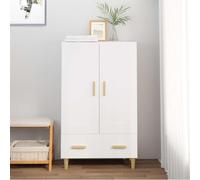 RJPLMFV Buffet Haut Blanc 70x31x115 cm Bois d'Ingenierie | 2 Compartiments, 1 Tiroir, Rangement Spacieux, Style Scandinave, Fixation Murale Incluse