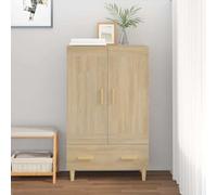 RJPLMFV Buffet Haut Chêne Sonoma 70x31x115 cm | Bois d'ingénierie, 2 Compartiments 1 Tiroir, Style Scandinave, Fixation Murale Incluse