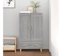 RJPLMFV Buffet Haut Gris 70x31x115 cm Bois d'Ingénierie | 2 Compartiments, 1 Tiroir, Style Scandinave, Fixation Murale Incluse
