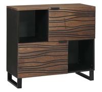 RJPLMFV Buffet Marron 80 x 33 x 75 cm Bois de Manguier Massif | Rangement avec étagères, Pieds en fer noir, Style rustique, Facile à entretenir