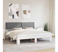 RJPLMFV Cadre de Lit Bois Pin avec Tête Rembourrée Gris Clair | Base à Lattes Incluse, Sans Sommier Nécessaire, Design Moderne, Nettoyage Chiffon Humide